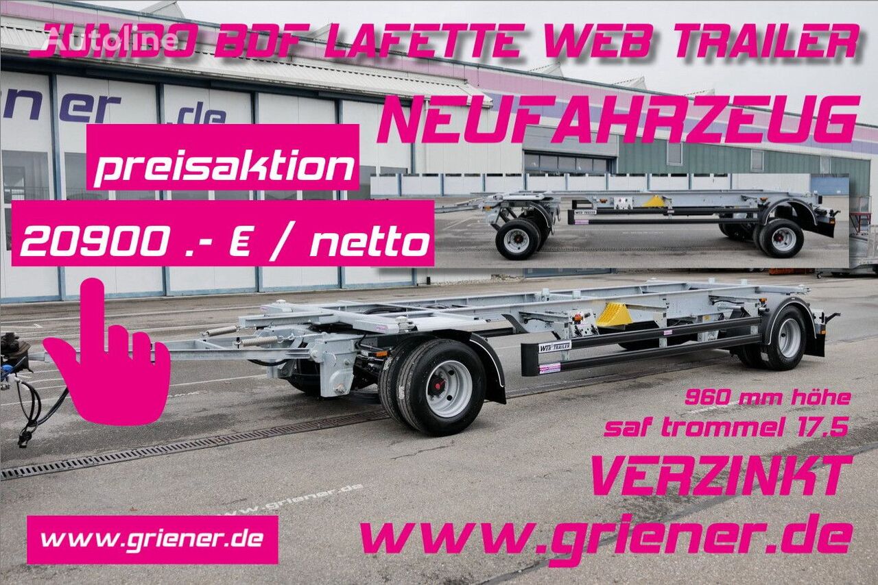new WEB Trailer JUMBO LAFETTE BDF WFZ/W 18/ 17,5 / 960 mm höhe container chassis trailer
