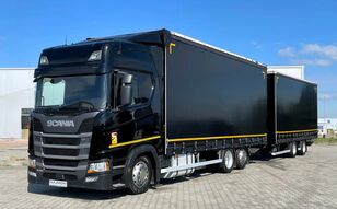 Scania R410 / ZESTAW TANDEM 120 M3 / 7,75 M + 7,75 M / SALON PL curtainsider truck + curtain side trailer