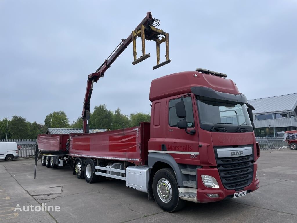 DAF CF 460 *EURO 6* SPACE CAB 6X2 BRICK GRAB DRAWBAR OUTFIT – 2015 – flatbed truck