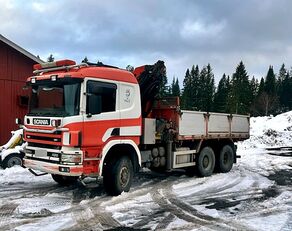 Scania P124 *AWD *4x4 *3 axles *DUMPER+crane PALFINGER 24500+WINCH *3 W flatbed truck